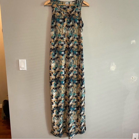 Vero Moda Blue and Tan Maxi Dress - Picture 1 of 8